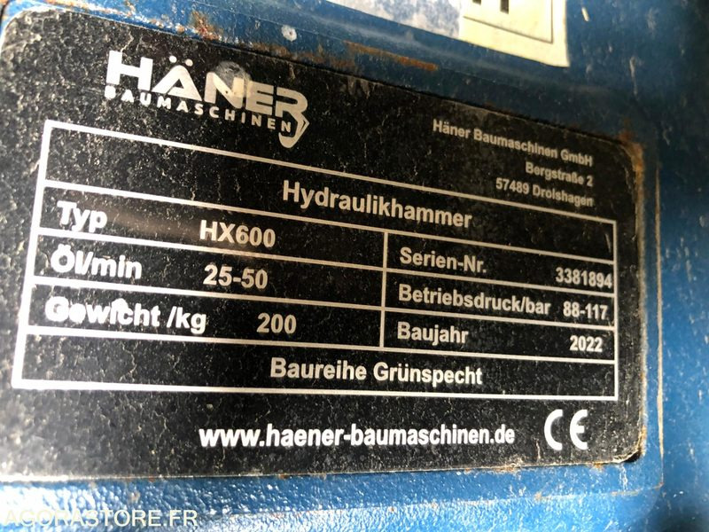 BRH NEUF HAENER HX600 - Pelles de 3 à 5 t - Запчастини в категорії Будівельна техніка: фото 2 BRH NEUF HAENER HX600 - Pelles de 3 à 5 t - Запчастини в категорії Будівельна техніка: фото 2