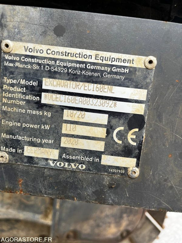 Pelle volvo ec160 nl annee2020 - Екскаватор: фото 5 Pelle volvo ec160 nl annee2020 - Екскаватор: фото 5