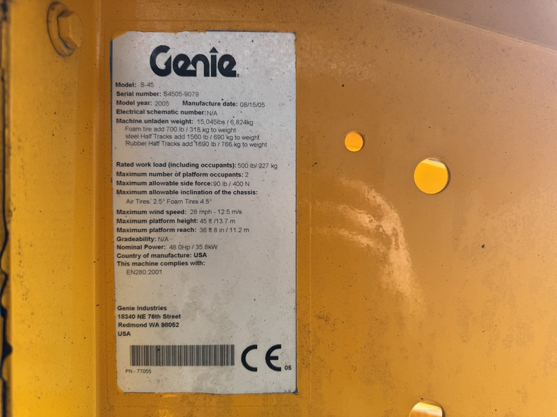 Телескопічний підйомник Genie S45 4x4 DEUTZ DIESEL 3000uur  15,7M Werkhoogte: фото 8