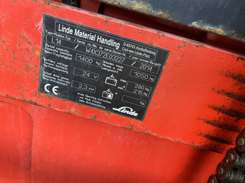 Linde stapelaar heftruck LINDE L14 duplo300cm 188uur 2014 - Штабелер: фото 3 Linde stapelaar heftruck LINDE L14 duplo300cm 188uur 2014 - Штабелер: фото 3