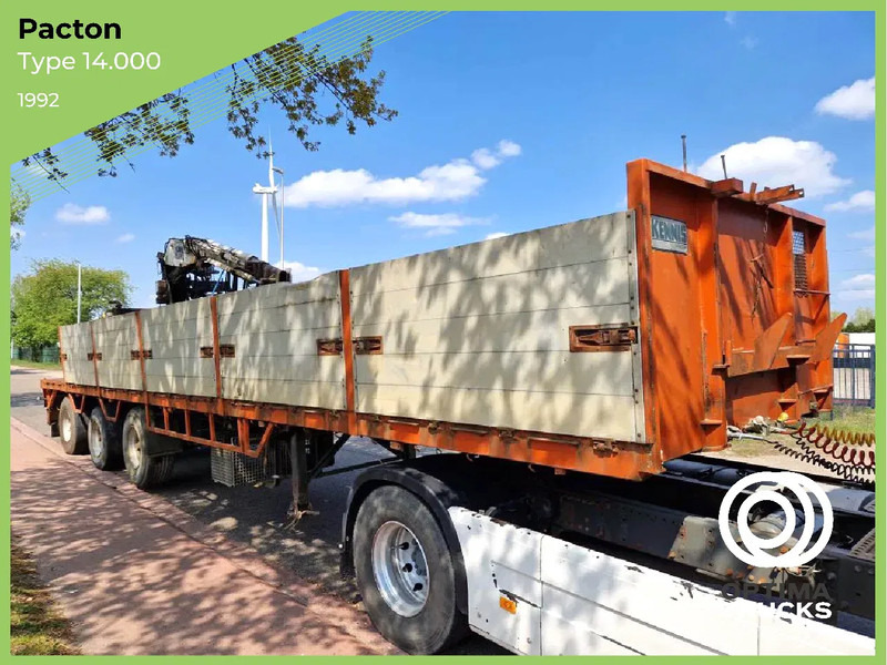 Pacton 3 AS / ROLKRAAN KENNIS TYPE 14.000 / FREINS TAMBOURS / DRUM BRAKES - Бортовий напівпричіп/ Платформа: фото 1 Pacton 3 AS / ROLKRAAN KENNIS TYPE 14.000 / FREINS TAMBOURS / DRUM BRAKES - Бортовий напівпричіп/ Платформа: фото 1