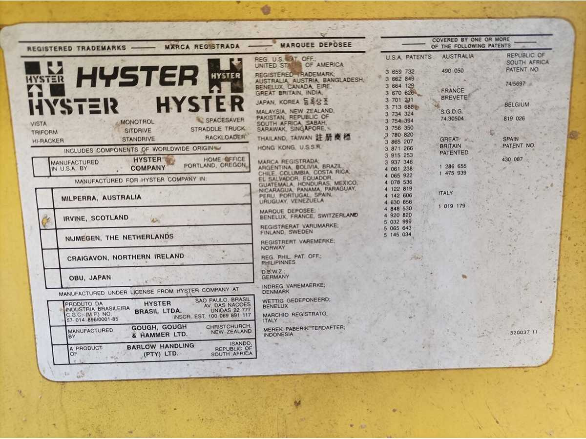 1994 HYSTER A1.50XL FORKLIFT TRUCK - Навантажувач вилковий: фото 5 1994 HYSTER A1.50XL FORKLIFT TRUCK - Навантажувач вилковий: фото 5