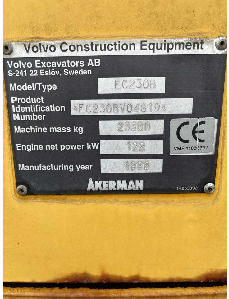 Akerman-Volvo EC230B - Гусеничний екскаватор: фото 5 Akerman-Volvo EC230B - Гусеничний екскаватор: фото 5