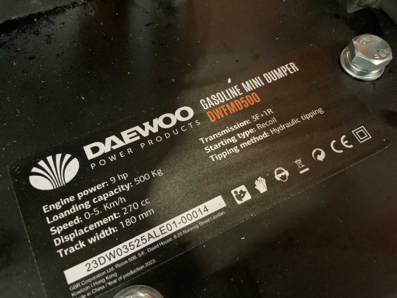 Міні-самоскид DAEWOO - 2025 - DWFMD500 - HYDRAULIC DUMPER PETROL: фото 9