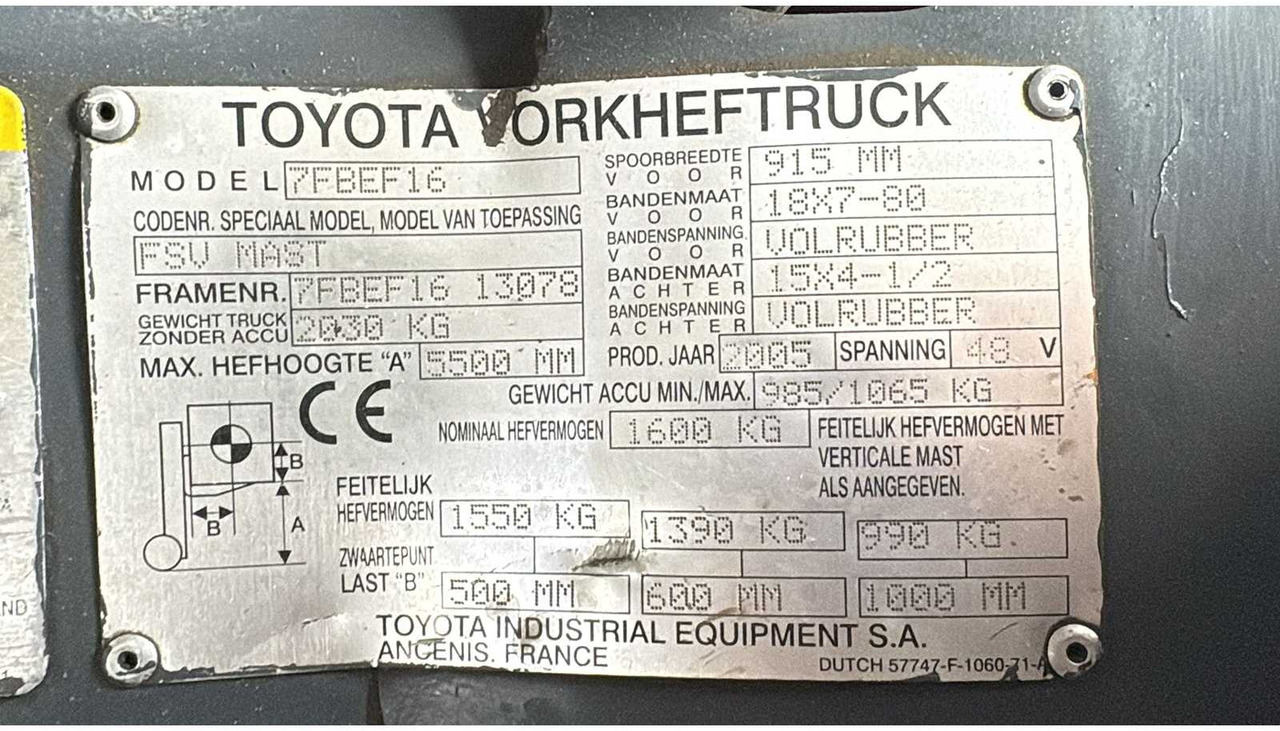 Навантажувач вилковий TOYOTA - 2005 - 7FBEF16 - FORKLIFT TRUCK: фото 7 Навантажувач вилковий TOYOTA - 2005 - 7FBEF16 - FORKLIFT TRUCK: фото 7