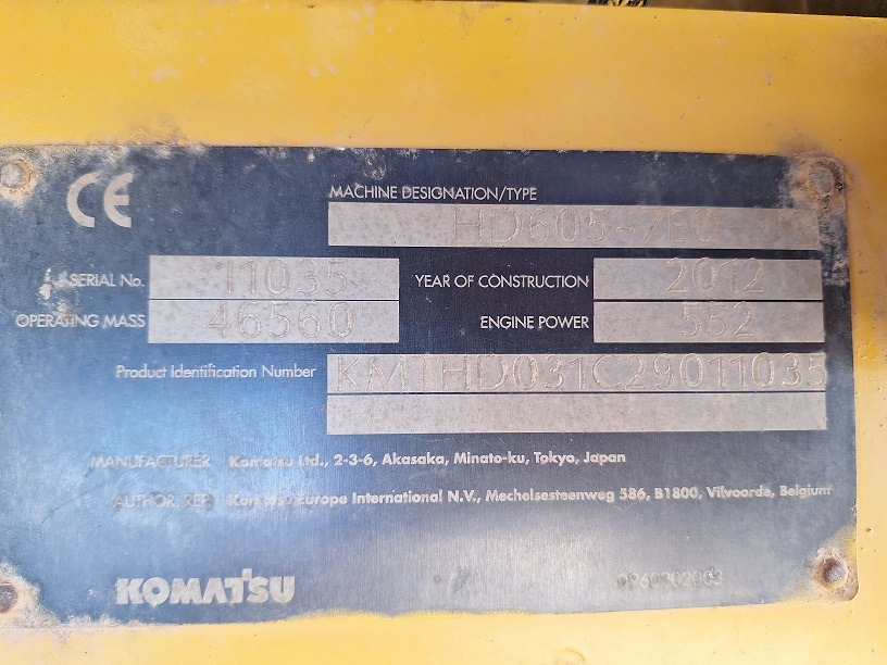 KOMATSU HD605-7EO - Кар'єрний самоскид: фото 5 KOMATSU HD605-7EO - Кар'єрний самоскид: фото 5