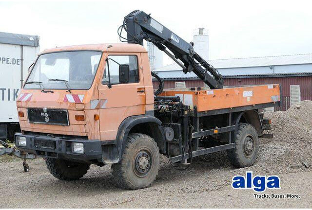 MAN 9.150 4x4, Allrad, Hiab 071 AW, Einzelbereifung - Бортова вантажівка/ Платформа: фото 1 MAN 9.150 4x4, Allrad, Hiab 071 AW, Einzelbereifung - Бортова вантажівка/ Платформа: фото 1