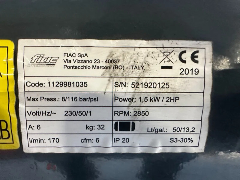 Airmec FIAC 2 PK 170 L / min 8 Bar Elektrische Zuigercompressor Overstock - Повітряний компресор: фото 3 Airmec FIAC 2 PK 170 L / min 8 Bar Elektrische Zuigercompressor Overstock - Повітряний компресор: фото 3