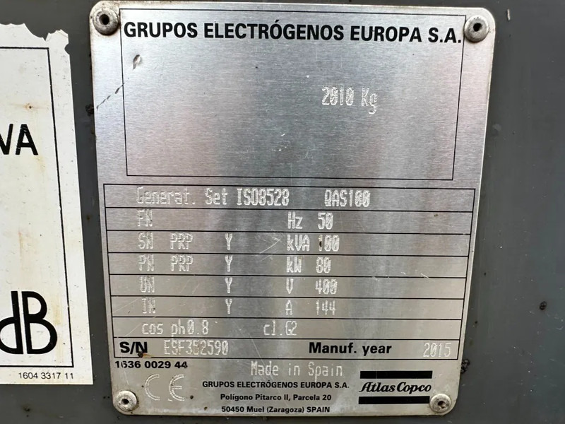 Atlas-Copco QAS 100 Perkins Leroy Somer 100 kVA Silent Rental generatorset - Електричний генератор: фото 4 Atlas-Copco QAS 100 Perkins Leroy Somer 100 kVA Silent Rental generatorset - Електричний генератор: фото 4