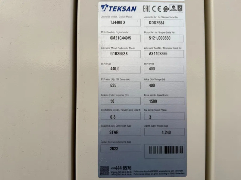 Baudouin Teksan 440 kVA Silent Noodstroom Generatorset Overstock ! New ! Surplus - Електричний генератор: фото 5 Baudouin Teksan 440 kVA Silent Noodstroom Generatorset Overstock ! New ! Surplus - Електричний генератор: фото 5