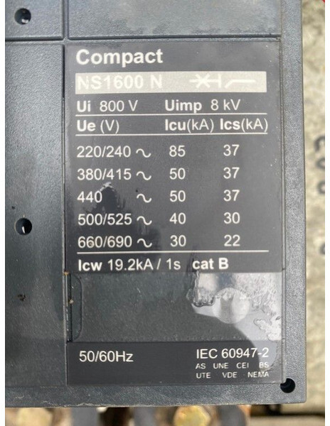 Caterpillar Schneider 1600 Ampere Vermogensschakelaar Breaker 1000 kVA - Електричний генератор: фото 3 Caterpillar Schneider 1600 Ampere Vermogensschakelaar Breaker 1000 kVA - Електричний генератор: фото 3