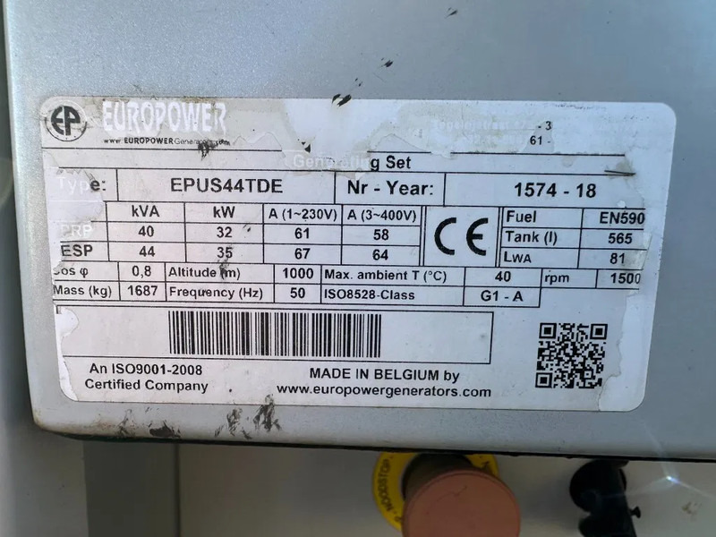 Europower EPUS44TDE Kubota Leroy Somer 44 kVA Supersilent Rental generatorset - Електричний генератор: фото 5 Europower EPUS44TDE Kubota Leroy Somer 44 kVA Supersilent Rental generatorset - Електричний генератор: фото 5