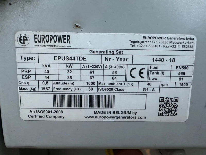 Europower EPUS44TDE Kubota Leroy Somer 44 kVA Supersilent Rental generatorset - Електричний генератор: фото 2 Europower EPUS44TDE Kubota Leroy Somer 44 kVA Supersilent Rental generatorset - Електричний генератор: фото 2