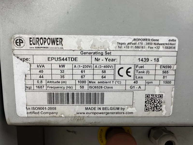 Europower EPUS44TDE Kubota Leroy Somer 44 kVA Supersilent Rental generatorset - Електричний генератор: фото 5 Europower EPUS44TDE Kubota Leroy Somer 44 kVA Supersilent Rental generatorset - Електричний генератор: фото 5