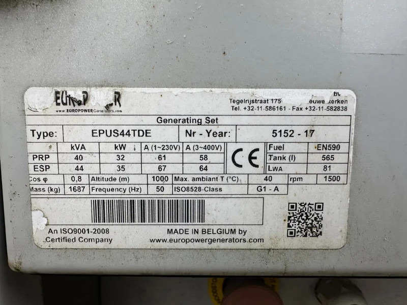 Europower EPUS44TDE Kubota leroy Somer 44 kVA Supersilent Rental generatorset - Електричний генератор: фото 5 Europower EPUS44TDE Kubota leroy Somer 44 kVA Supersilent Rental generatorset - Електричний генератор: фото 5