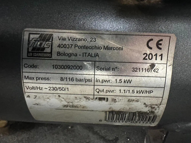 Fiac Airmec ECU Olievrije Elektrische Zuigercompressor 1.5 PK 205 L / min 8 Bar - Повітряний компресор: фото 3 Fiac Airmec ECU Olievrije Elektrische Zuigercompressor 1.5 PK 205 L / min 8 Bar - Повітряний компресор: фото 3