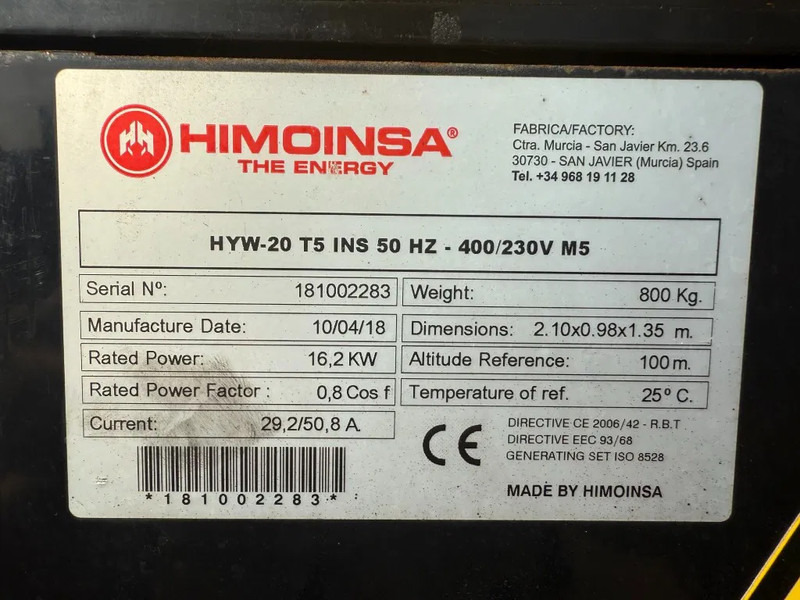 Himoinsa HYW 20 Yanmar Stamford 20 kVA Supersilent generatorset - Електричний генератор: фото 4 Himoinsa HYW 20 Yanmar Stamford 20 kVA Supersilent generatorset - Електричний генератор: фото 4