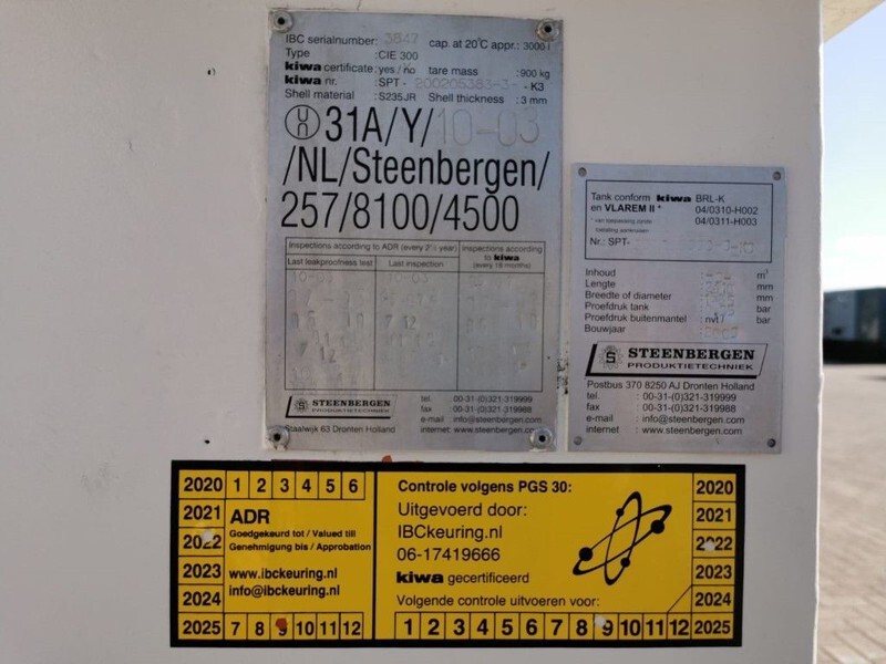 Kiwa IBC Steenbergen 3000 liter diesel tank met keuring ! - Резервуар для зберігання: фото 3 Kiwa IBC Steenbergen 3000 liter diesel tank met keuring ! - Резервуар для зберігання: фото 3