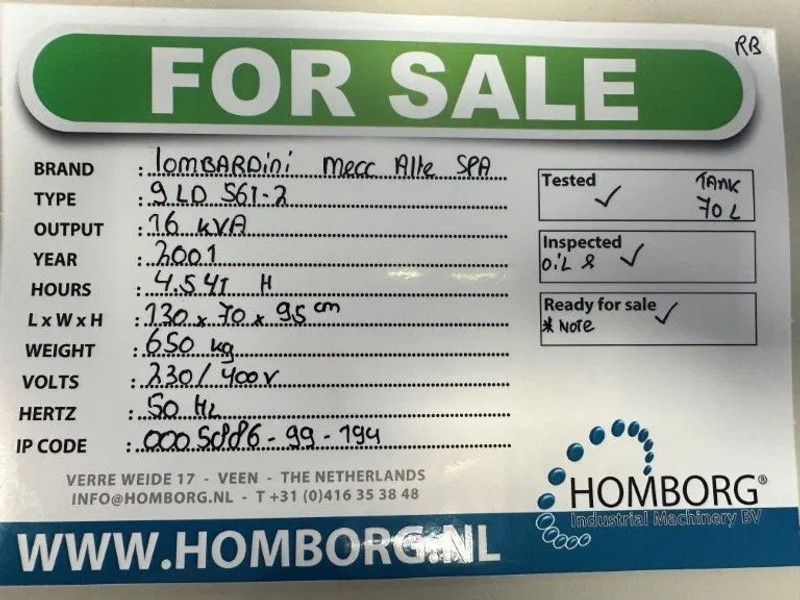 Електричний генератор Lombardini 9LD 561-2 Mecc Alte Spa 16 kVA generatorset: фото 13
