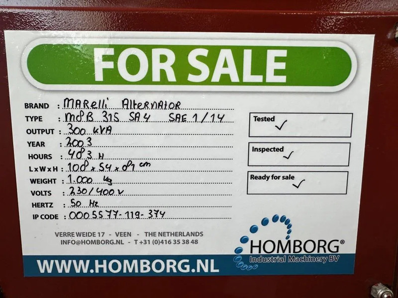 Електричний генератор Marelli M8B 315 SA4 Alternator 300 kVA generatordeel SAE 1 / 14: фото 11