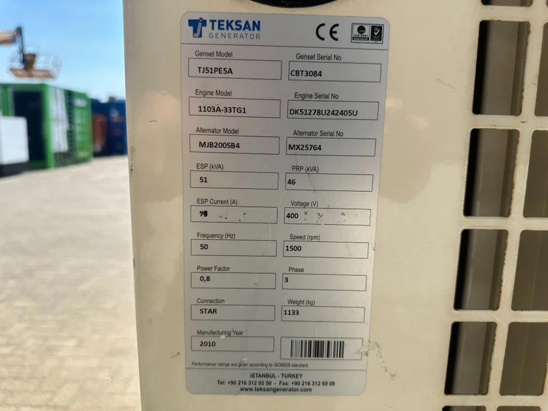 Perkins 1103A-33TG1 Marelli Teksan 51 kVA Silent generatorset 538 hours ! - Електричний генератор: фото 4 Perkins 1103A-33TG1 Marelli Teksan 51 kVA Silent generatorset 538 hours ! - Електричний генератор: фото 4