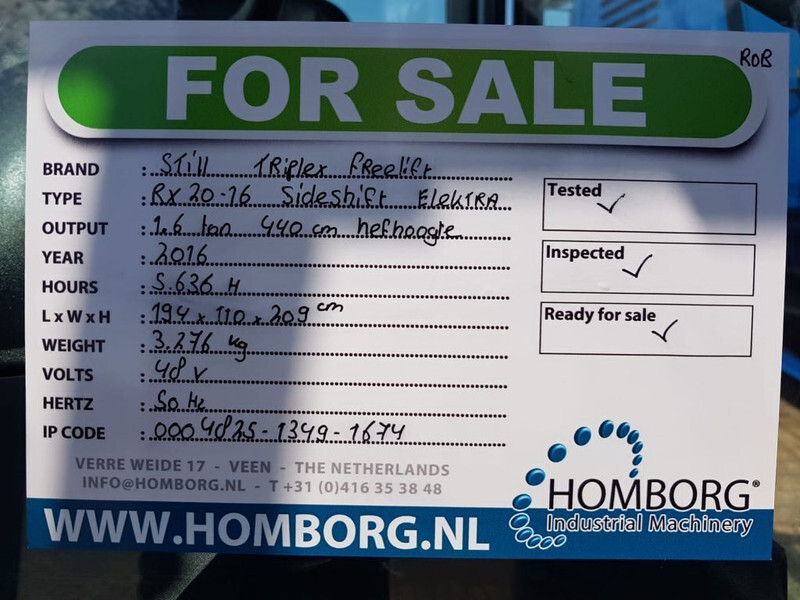 Електронавантажувач Still RX 20-16 1.6 ton Triplex Freelift Sideshift Elektra Heftruck: фото 17