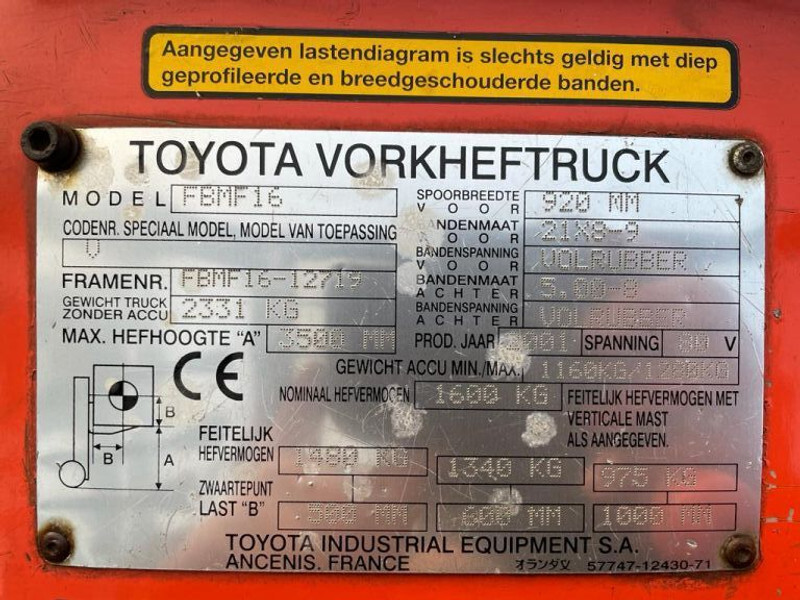 Toyota 1.6 ton FBMF16 Duplex Sideshift Elektra Heftruck - Електронавантажувач: фото 4 Toyota 1.6 ton FBMF16 Duplex Sideshift Elektra Heftruck - Електронавантажувач: фото 4