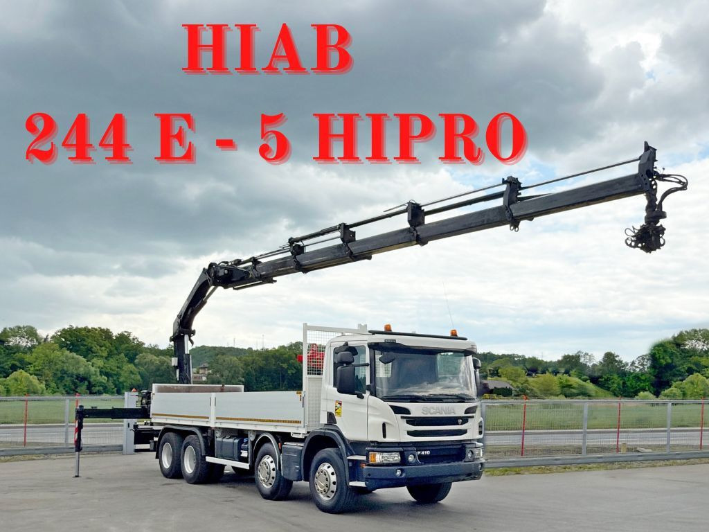 Scania P 410*PLATFORM 7,00m*HIAB 244 E-5 HIPRO+FUNK/8x4 Scania P 410*PRITSCHE 7,00m*HIAB 244 E-5 HIPRO+FUNK/8x4 - Вантажівка з маніпулятором, Бортова вантажівка/ Платформа: фото 1 Scania P 410*PLATFORM 7,00m*HIAB 244 E-5 HIPRO+FUNK/8x4 Scania P 410*PRITSCHE 7,00m*HIAB 244 E-5 HIPRO+FUNK/8x4 - Вантажівка з маніпулятором, Бортова вантажівка/ Платформа: фото 1