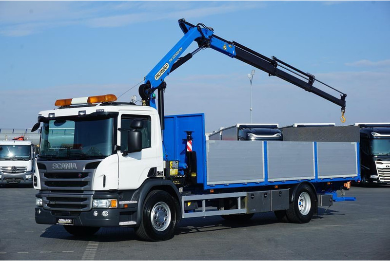 Scania P 250 / ACC / SKRZYNIOWY + HDS + WINDA / PALFINGER PK 12 002 - E - Бортова вантажівка/ Платформа, Вантажівка з маніпулятором: фото 1 Scania P 250 / ACC / SKRZYNIOWY + HDS + WINDA / PALFINGER PK 12 002 - E - Бортова вантажівка/ Платформа, Вантажівка з маніпулятором: фото 1