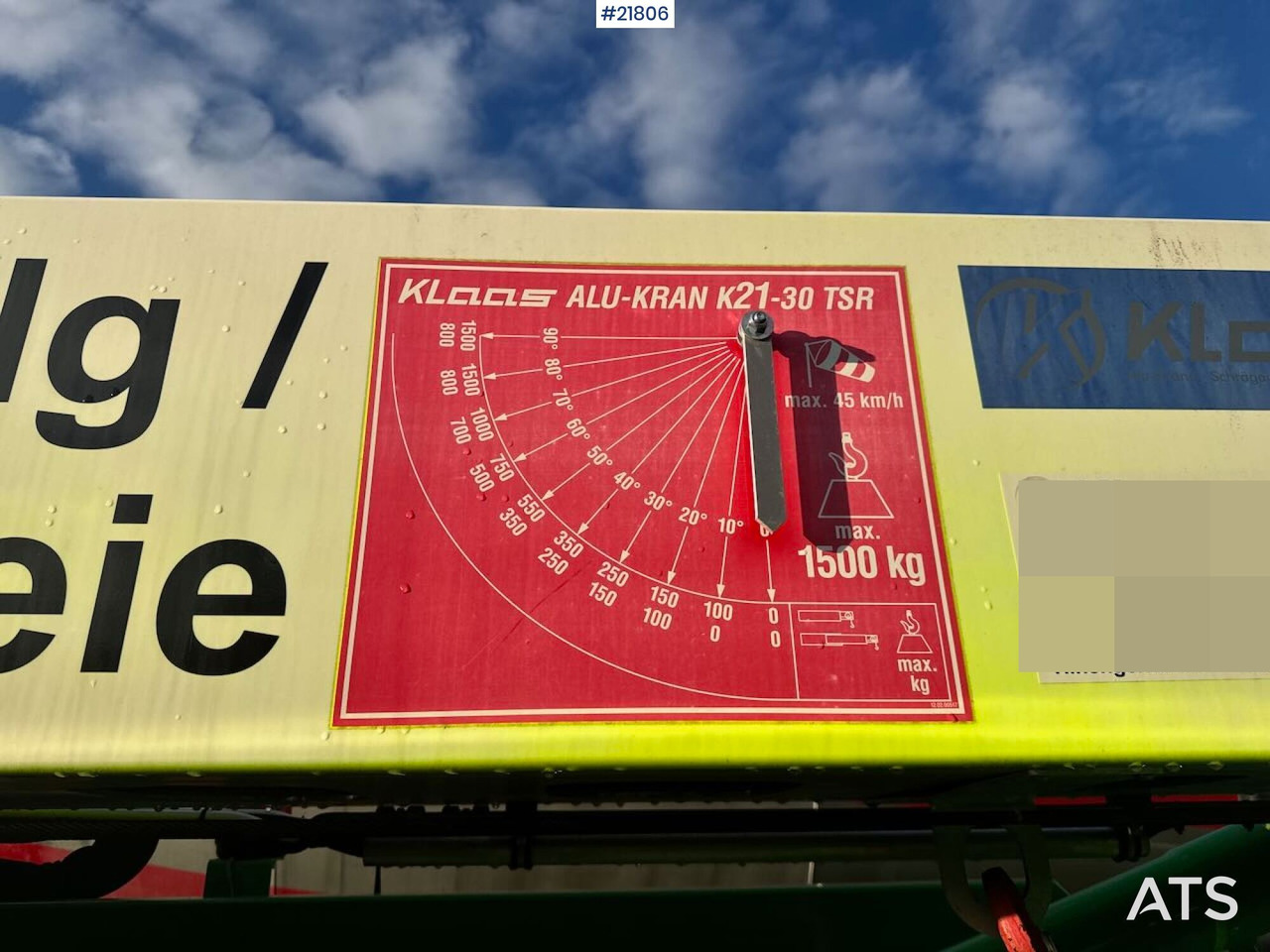 Швидкомонтований кран Klaas K21-30 Byggekran. 340 timer!: фото 25