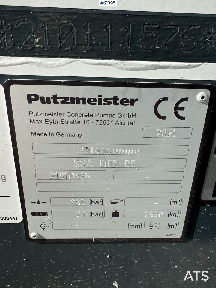 Стаціонарний бетононасос Putzmeister BSA 1005 D5: фото 25 Стаціонарний бетононасос Putzmeister BSA 1005 D5: фото 25