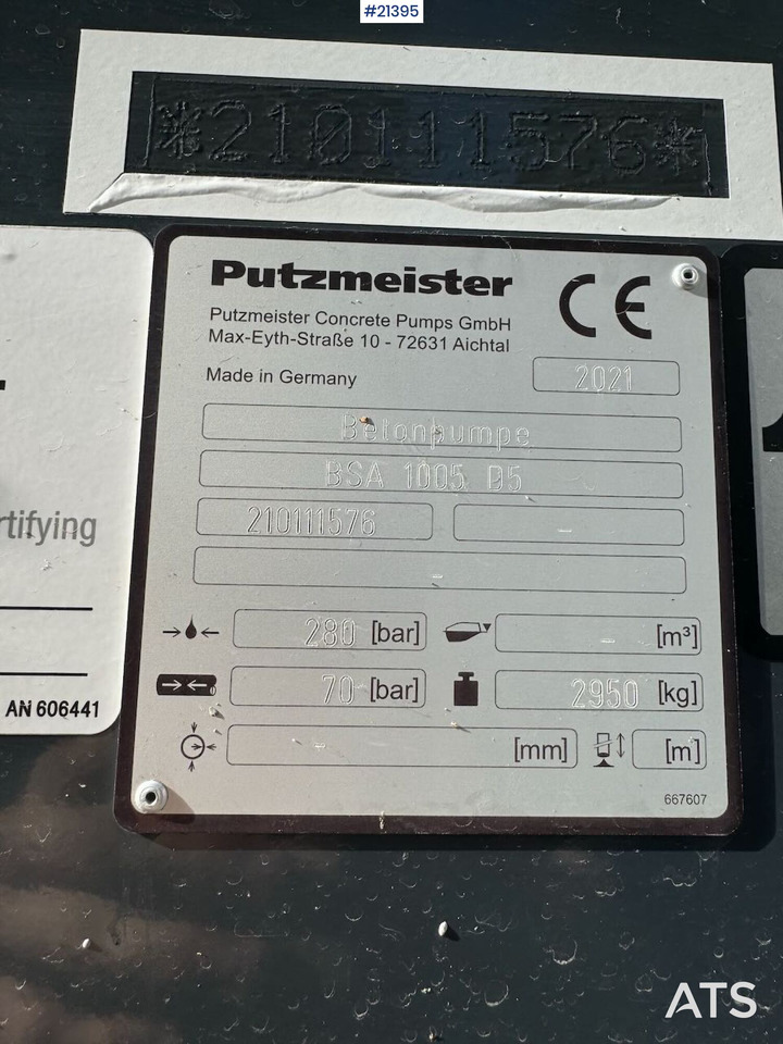 Стаціонарний бетононасос Putzmeister BSA 1005 D5: фото 24 Стаціонарний бетононасос Putzmeister BSA 1005 D5: фото 24