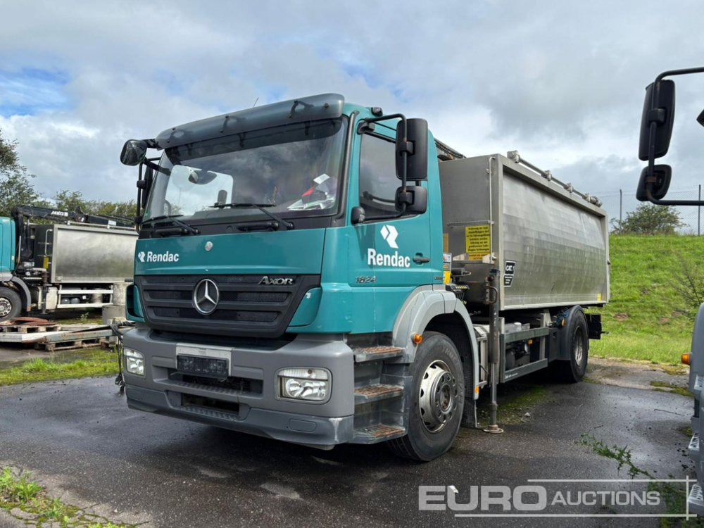 2009 Mercedes Axor 1824L 4x2, Crane, Stamps, Stainless Steel Container (German Reg. Docs. Part II Available) - Самоскид вантажівка: фото 1 2009 Mercedes Axor 1824L 4x2, Crane, Stamps, Stainless Steel Container (German Reg. Docs. Part II Available) - Самоскид вантажівка: фото 1