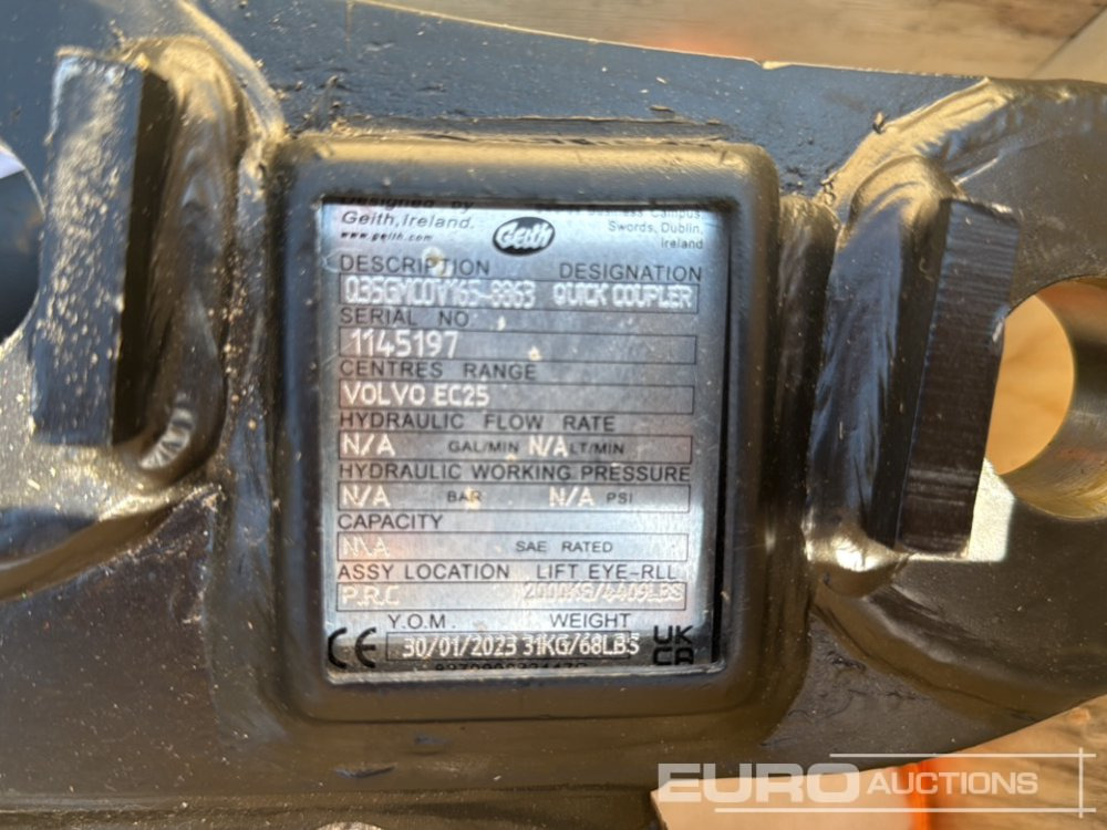 Geith Quick Hitches Q35GMCOV180-2-310 to Suit Takeuchi TB225 (S/N 1173960),Q35GMCOV180-2-310 to Suit Takeuchi TB225 (S/N 1173957), Q35GMCOV165-8863 to Suit Volvo EC25 (S/N 1145197), Q35GMCOV165-8863 t - Зчіпний пристрій: фото 5 Geith Quick Hitches Q35GMCOV180-2-310 to Suit Takeuchi TB225 (S/N 1173960),Q35GMCOV180-2-310 to Suit Takeuchi TB225 (S/N 1173957), Q35GMCOV165-8863 to Suit Volvo EC25 (S/N 1145197), Q35GMCOV165-8863 t - Зчіпний пристрій: фото 5