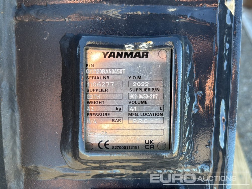 Yanmar Digging Bucket GGT120BA40450T to suit 1.5-2 Ton Excavator (S/Ns 1106277, 1106287, 1106282) (3 of) - Ківш: фото 5 Yanmar Digging Bucket GGT120BA40450T to suit 1.5-2 Ton Excavator (S/Ns 1106277, 1106287, 1106282) (3 of) - Ківш: фото 5