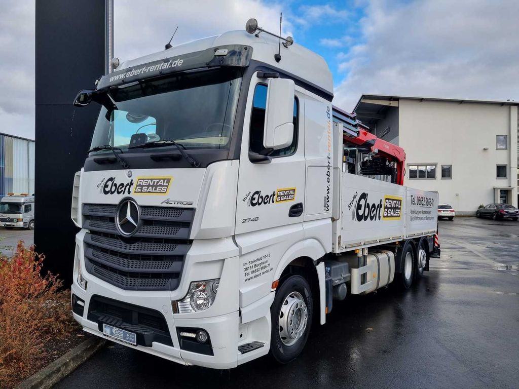 Mercedes-Benz Actros 2745 L 6x2 Baustoffpritsche+Kran Retarder - Вантажівка з маніпулятором, Бортова вантажівка/ Платформа: фото 2 Mercedes-Benz Actros 2745 L 6x2 Baustoffpritsche+Kran Retarder - Вантажівка з маніпулятором, Бортова вантажівка/ Платформа: фото 2
