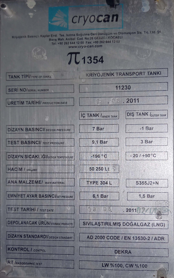 Cryocan Gas tank cryogenic semi-trailer used for LNG Methane - Напівпричіп цистерна: фото 5 Cryocan Gas tank cryogenic semi-trailer used for LNG Methane - Напівпричіп цистерна: фото 5