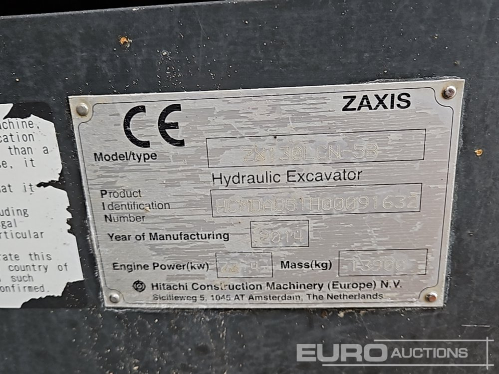 Гусеничний екскаватор 2014 Hitachi ZX130LCN-5B: фото 44