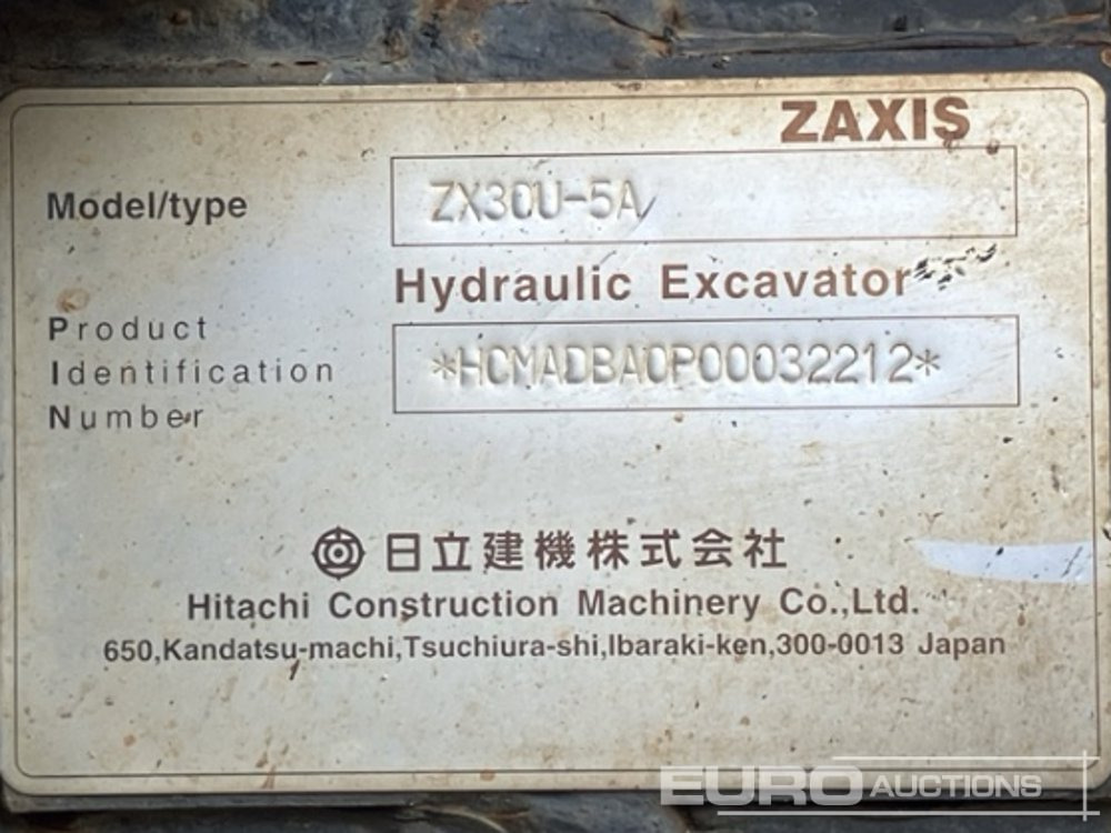 Міні-екскаватор 2014 Hitachi ZX30U-5A: фото 9