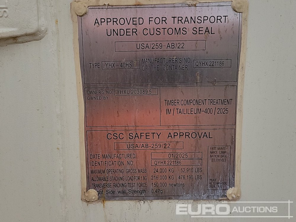 Морський контейнер Unused 2025 40' x 8' HQ Container, 4 Side Doors, 1 End Door (Cannot Be Reconsigned): фото 20
