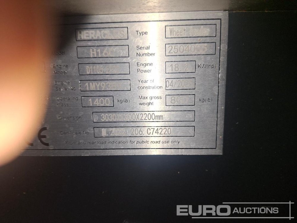 Unused 2025 Heracles H160 - Колісний навантажувач: фото 2 Unused 2025 Heracles H160 - Колісний навантажувач: фото 2