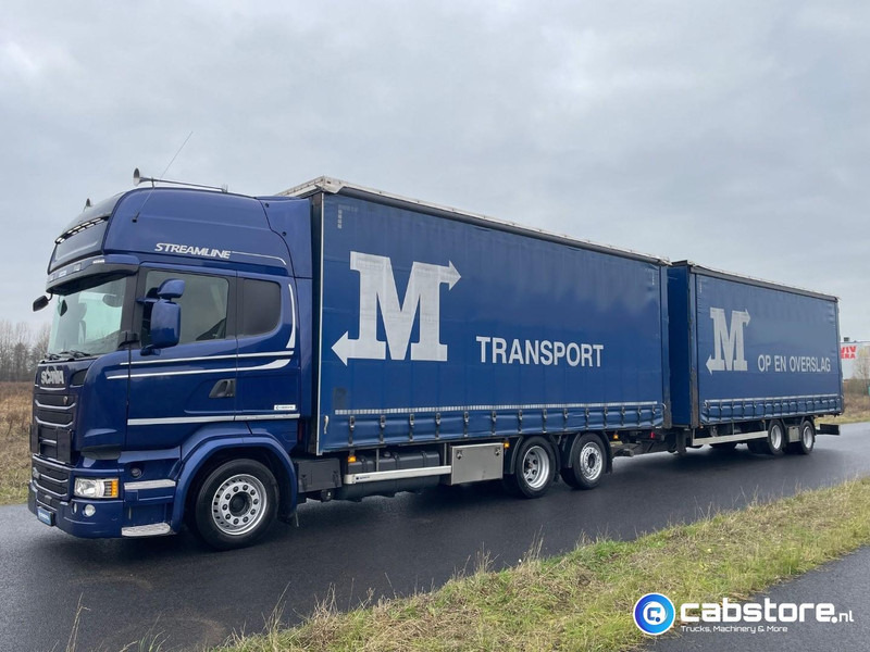 Scania R450 LB6X2MLB Euro 6 - Bouwjaar 2016 - Topline - Doorlaad-volume combi+ Wecon Middenas aanhangwagen - Good condition - Тентована вантажівка: фото 2 Scania R450 LB6X2MLB Euro 6 - Bouwjaar 2016 - Topline - Doorlaad-volume combi+ Wecon Middenas aanhangwagen - Good condition - Тентована вантажівка: фото 2