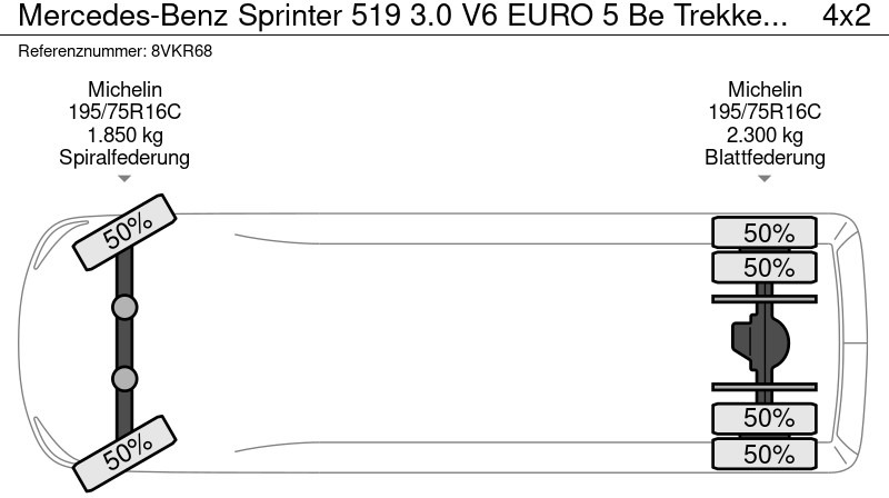 Тягач Mercedes-Benz Sprinter 519 3.0 V6 EURO 5 Be Trekker 3 Zits Cruise 8.8 Ton: фото 17