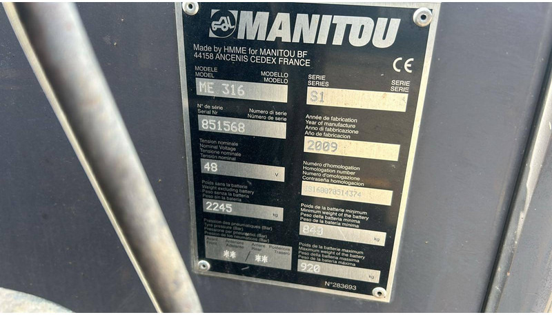 Manitou ME 316 - Електронавантажувач: фото 4 Manitou ME 316 - Електронавантажувач: фото 4