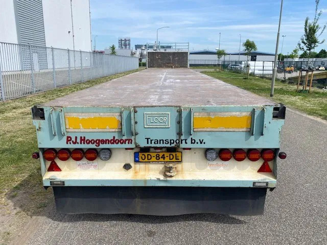 Floor robuuste vlakke oplegger ,uitschuifbaar, ,stuurassen, 20 mtr met stalen bodem/frame. kranenprofiel. - Бортовий напівпричіп/ Платформа: фото 4 Floor robuuste vlakke oplegger ,uitschuifbaar, ,stuurassen, 20 mtr met stalen bodem/frame. kranenprofiel. - Бортовий напівпричіп/ Платформа: фото 4